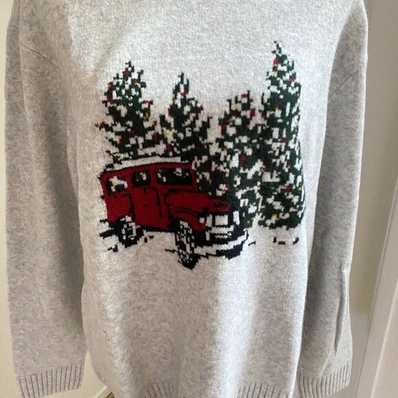 Abercrombie & Fitch Unisex Soft AF Holiday Sweater Size Large Bronco Pine Trees - Picture 4 of 13
